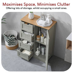 Priano 4-Drawer 1-Door Freestanding Unit - Grey & Oak