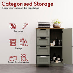 Priano 4-Drawer 1-Door Freestanding Unit - Grey & Oak