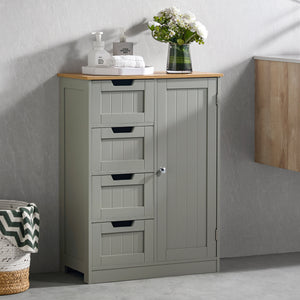 Priano 4-Drawer 1-Door Freestanding Unit - Grey & Oak
