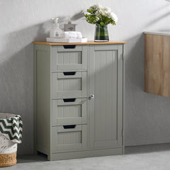 Priano 4-Drawer 1-Door Freestanding Unit - Grey & Oak
