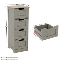 Priano 4-Drawer Freestanding Unit, Grey & Oak