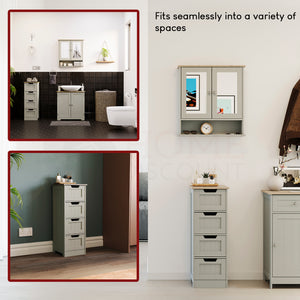 Priano 4-Drawer Freestanding Unit, Grey & Oak