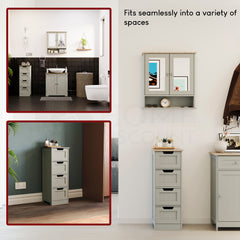 Priano 4-Drawer Freestanding Unit - Grey & Oak