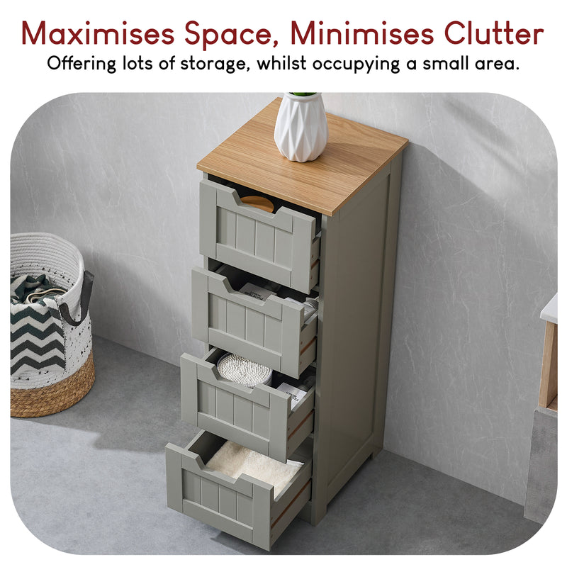 Priano 4-Drawer Freestanding Unit, Grey & Oak