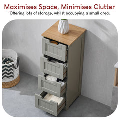 Priano 4-Drawer Freestanding Unit, Grey & Oak