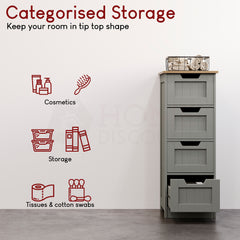 Priano 4-Drawer Freestanding Unit, Grey & Oak