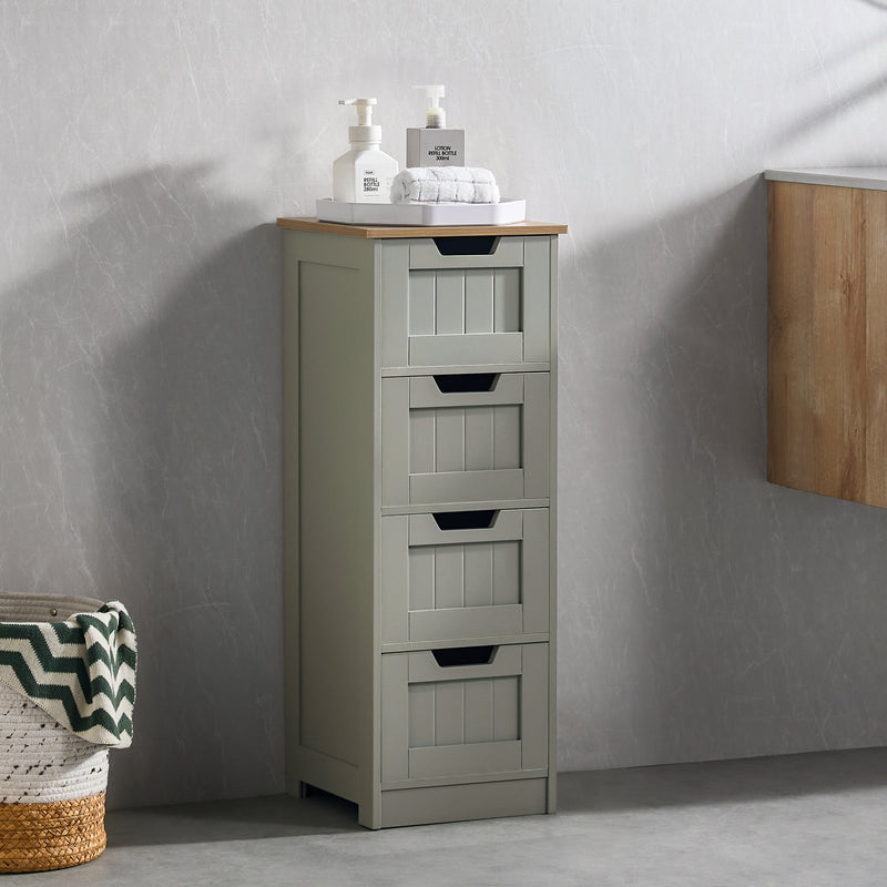 Priano 4-Drawer Freestanding Unit, Grey & Oak