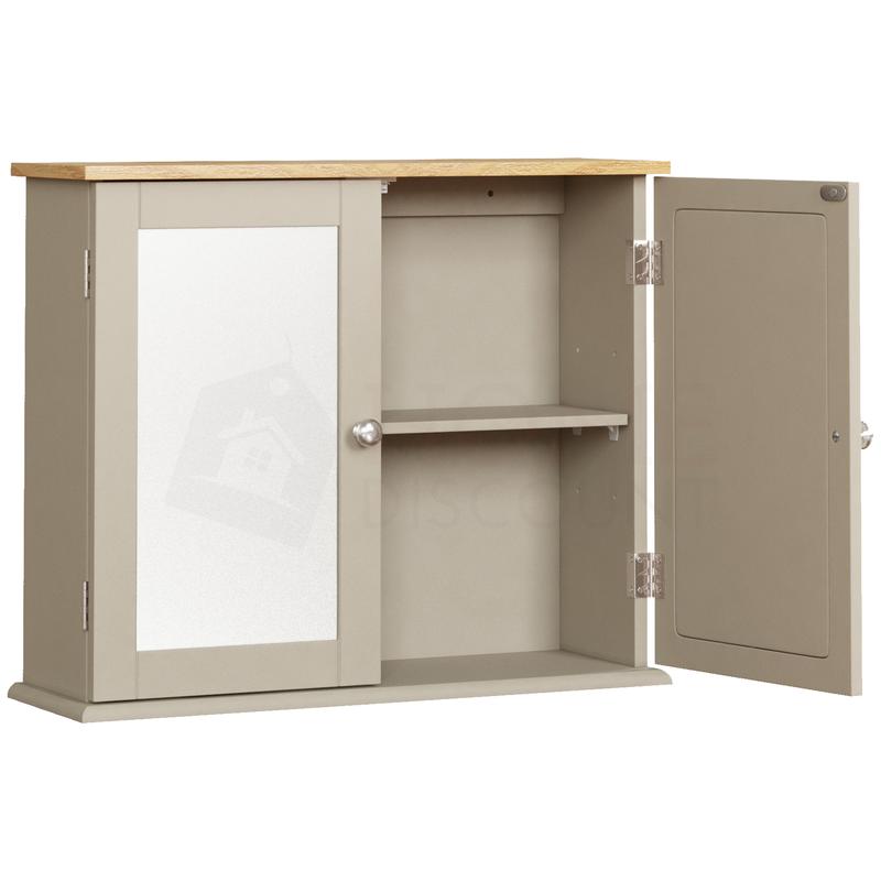 Priano 2 Door Mirrored Wall Cabinet, Grey