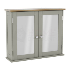 Priano 2-Door Mirrored Wall Cabinet - Grey & Oak