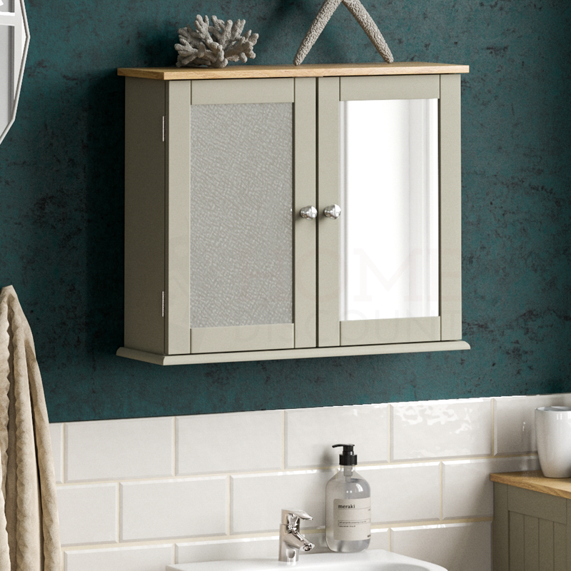 Priano 2 Door Mirrored Wall Cabinet, Grey