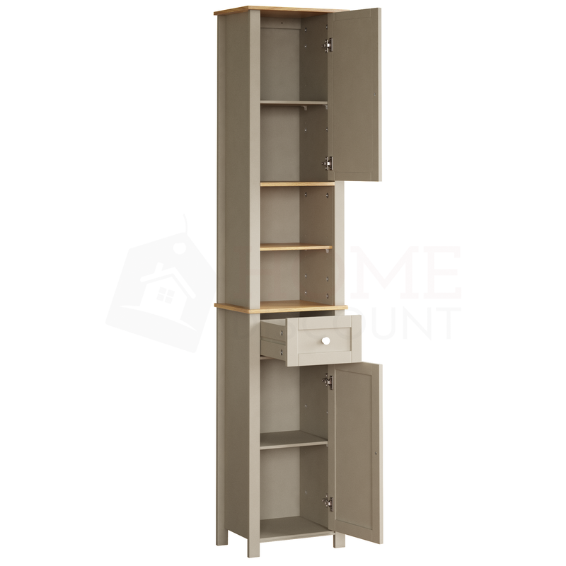 Priano 2 Door Tall Cabinet With Mirror, Grey