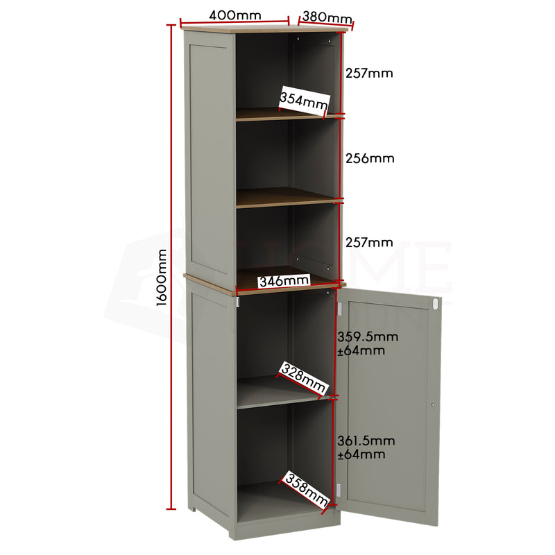 Priano 1-Door 2-Shelf Tall Cabinet - Grey