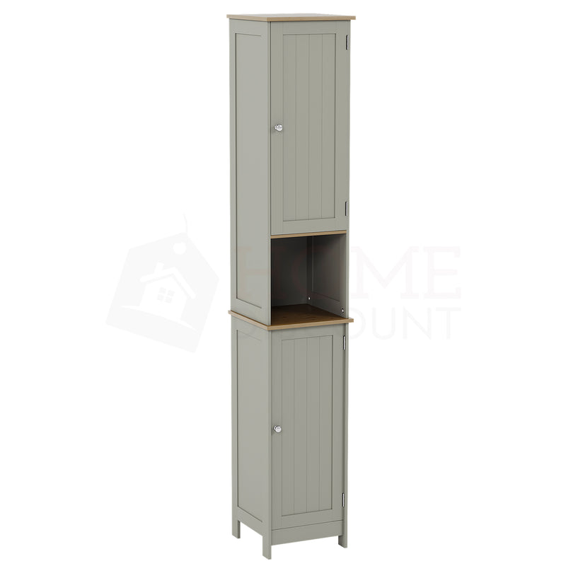 Priano 2-Door Tall Cabinet - Grey & Oak