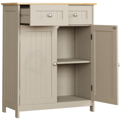 Priano 2 Drawer 2 Door Freestanding Cabinet, Grey
