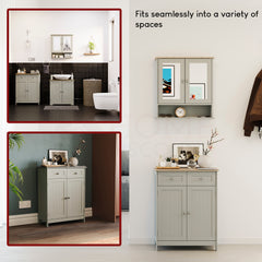 Priano 2-Drawer 2-Door Freestanding Cabinet - Grey