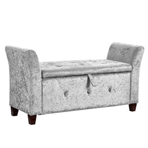 Seville Crushed Velvet Storage Ottoman, Silver UKFR