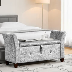 Seville Crushed Velvet Storage Ottoman, Silver UKFR