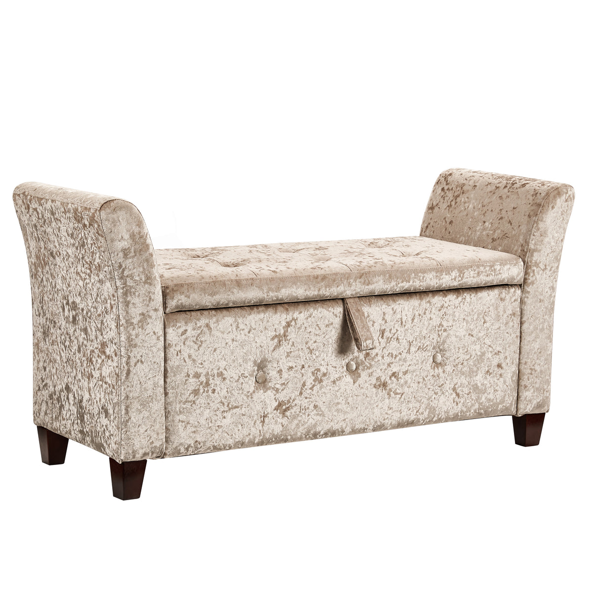 Seville Crushed Velvet Storage Ottoman, Champagne UKFR