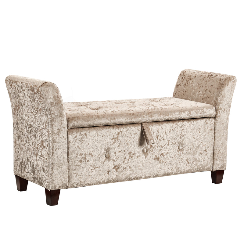 Seville Crushed Velvet Storage Ottoman, Champagne UKFR