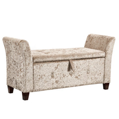 Seville Crushed Velvet Storage Ottoman, Champagne UKFR