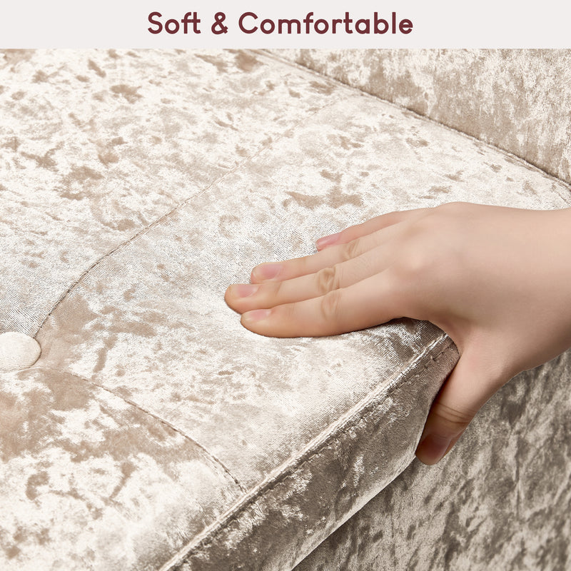 Seville Crushed Velvet Storage Ottoman, Champagne UKFR