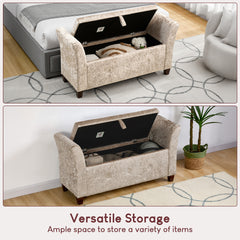 Seville Crushed Velvet Storage Ottoman, Champagne UKFR
