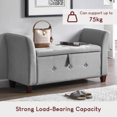 Seville Linen Storage Ottoman, Light Grey UKFR