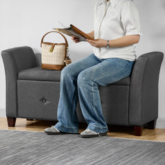 Seville Linen Storage Ottoman, Dark Grey UKFR