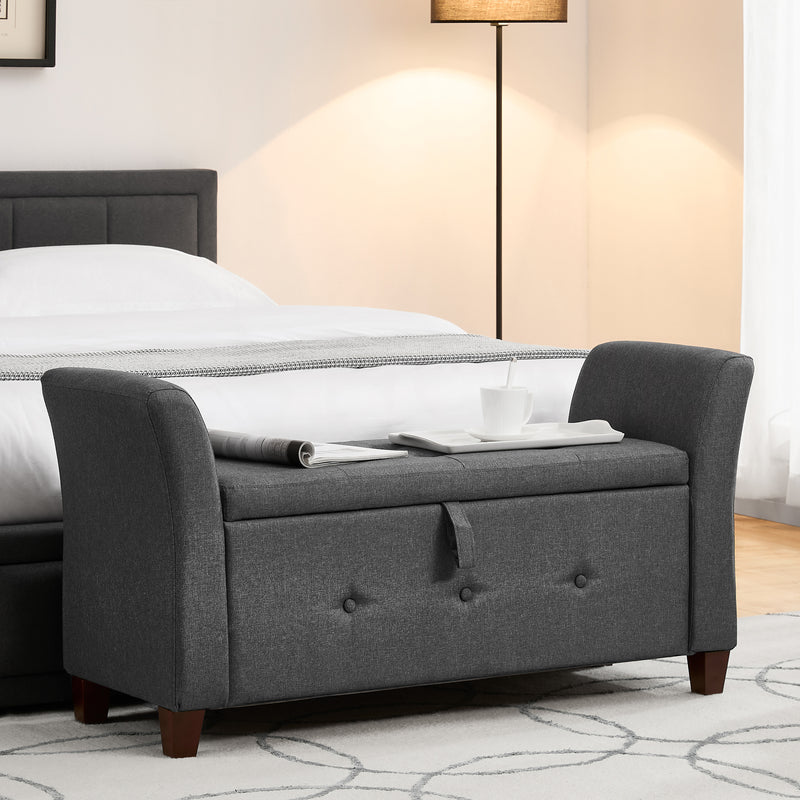 Seville Linen Storage Ottoman, Dark Grey UKFR