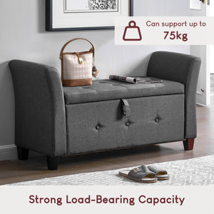 Seville Linen Storage Ottoman, Dark Grey UKFR