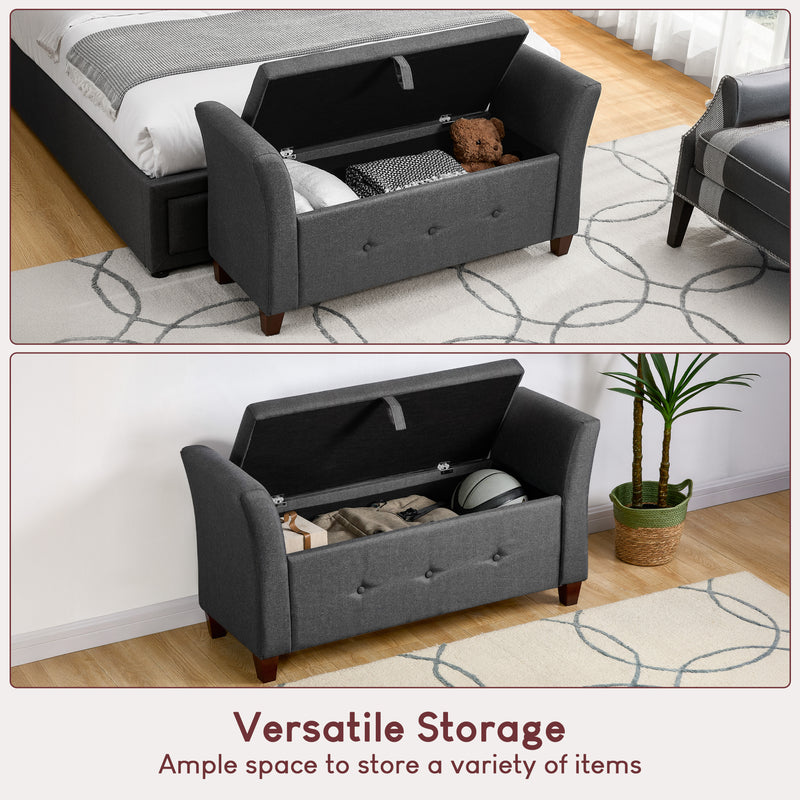 Seville Linen Storage Ottoman, Dark Grey UKFR
