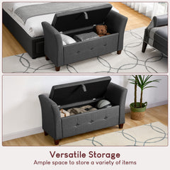 Seville Linen Storage Ottoman, Dark Grey UKFR