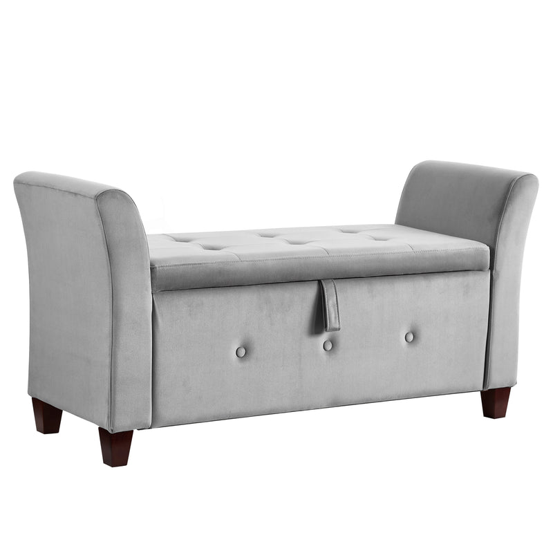 Seville Velvet Storage Ottoman, Light Grey UKFR