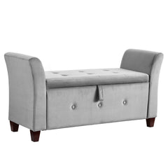 Seville Velvet Storage Ottoman, Light Grey UKFR