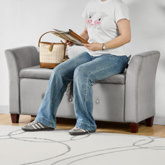 Seville Velvet Storage Ottoman, Light Grey UKFR