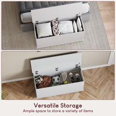 Leon Storage Ottoman, White