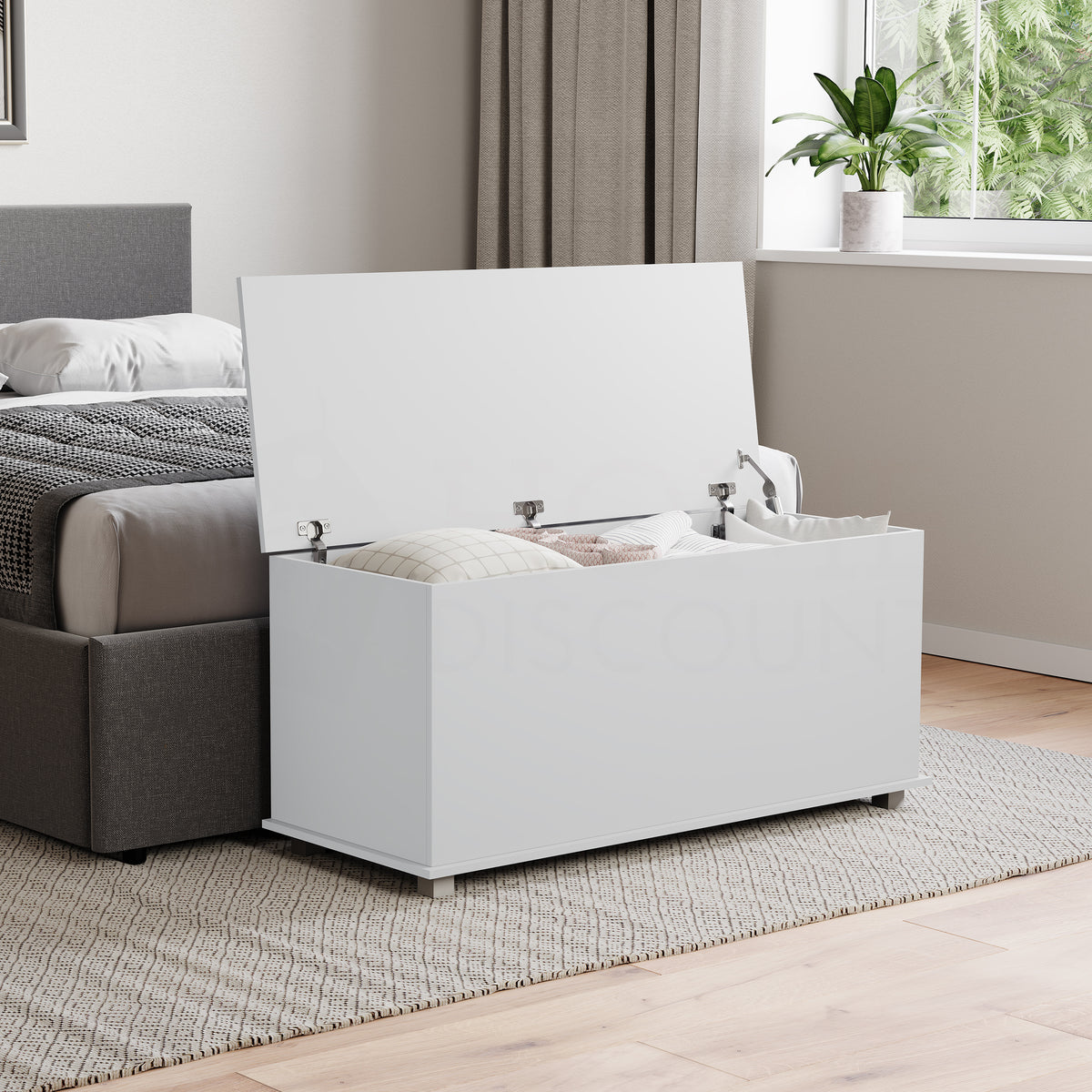 Leon Storage Ottoman - White