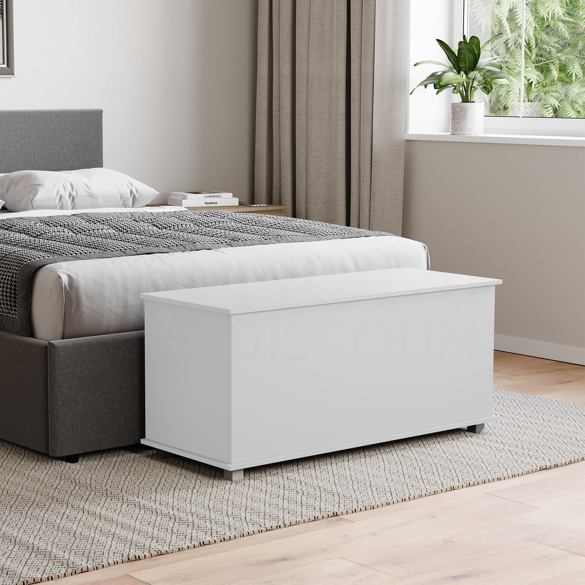 Leon Storage Ottoman - White