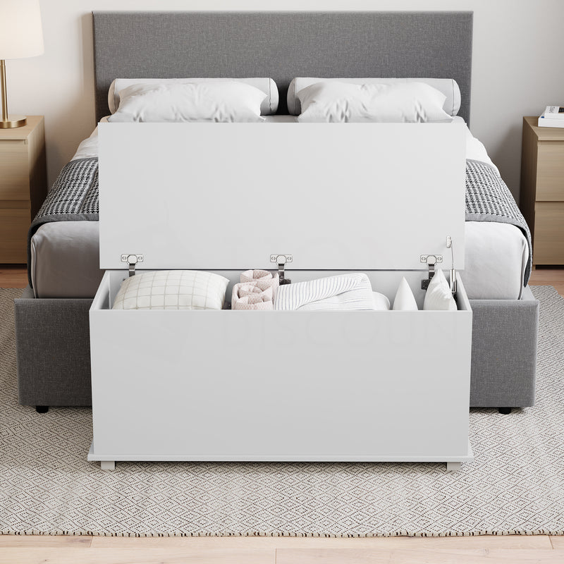 Leon Storage Ottoman, White
