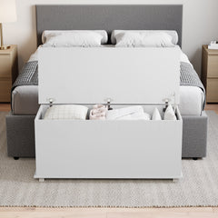 Leon Storage Ottoman, White