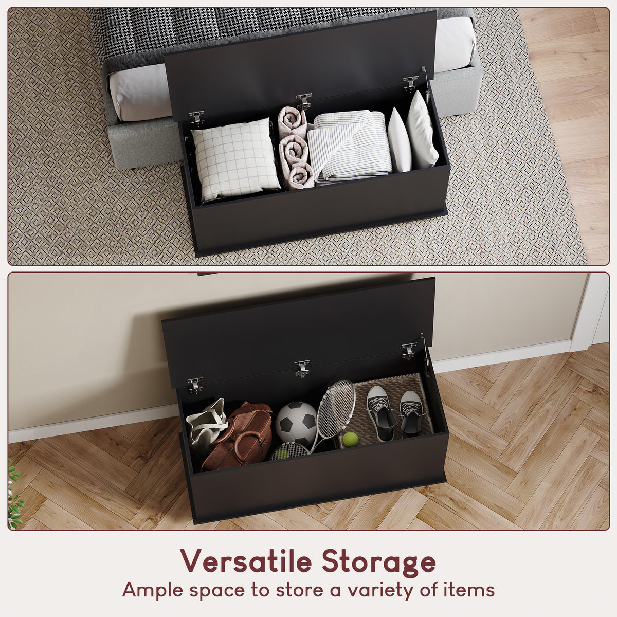 Leon Storage Ottoman - Black