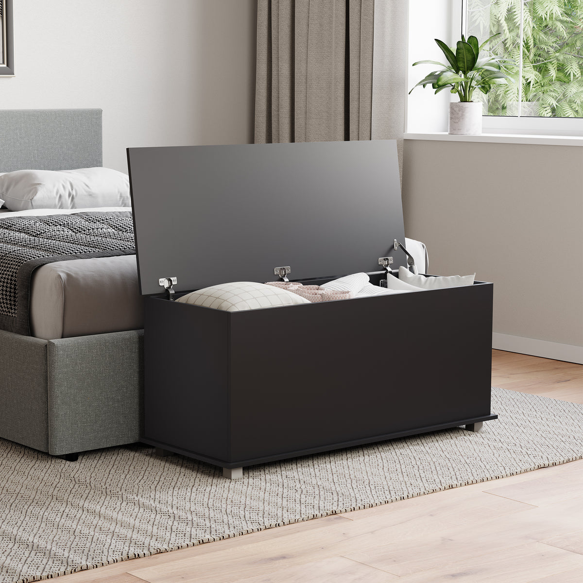 Leon Storage Ottoman - Black
