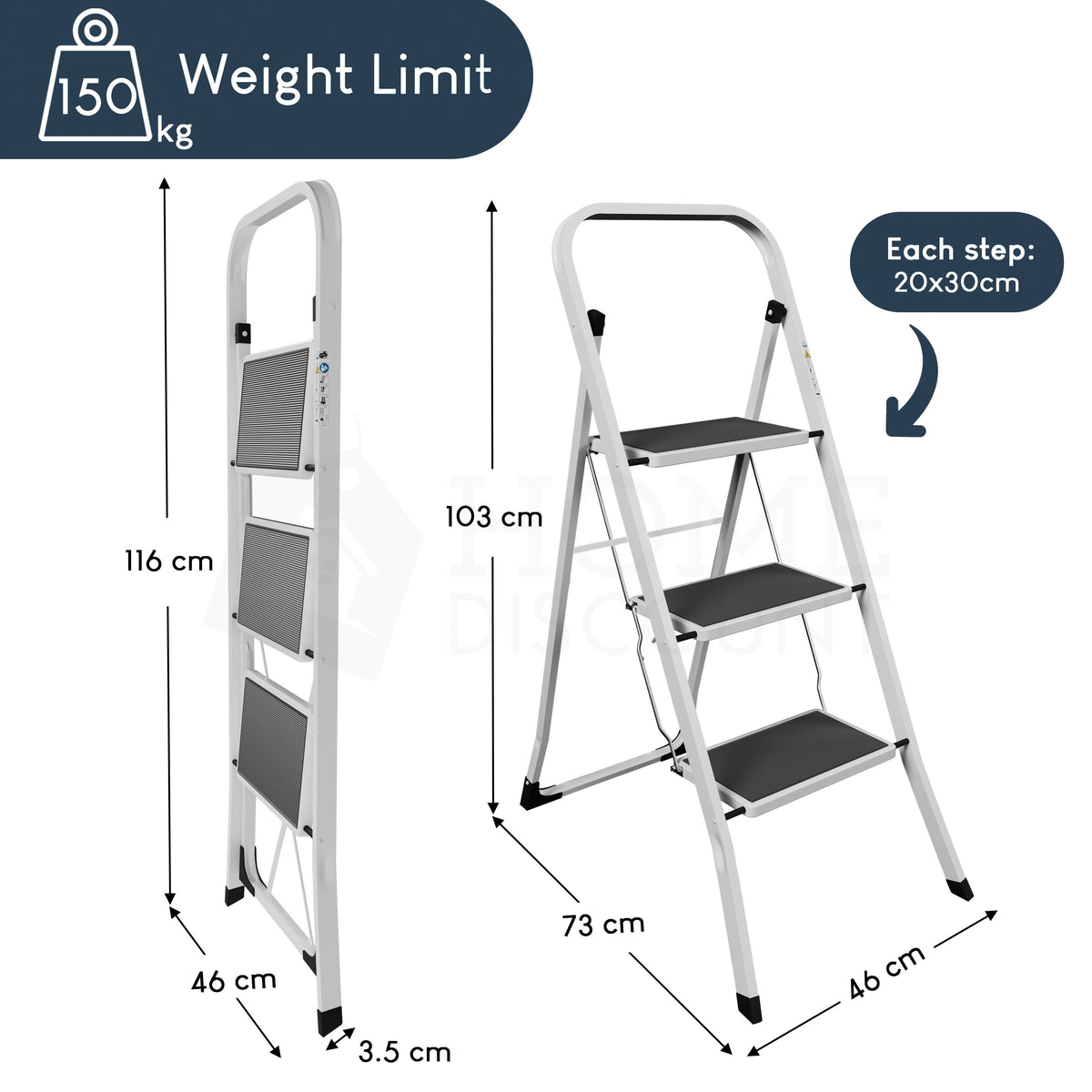 3-Step Ladder With Anti-Slip Mat