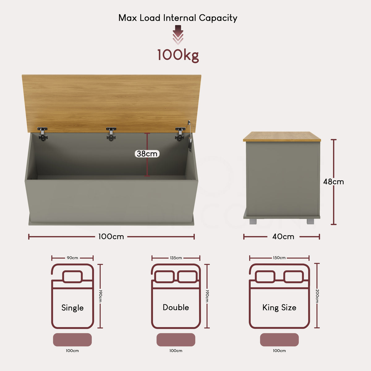 Arlington Toy Box, Grey
