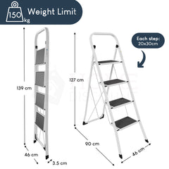 4-Step Ladder With Anti-Slip Matti-Slip Mat                                                      Product Colour: White, Black