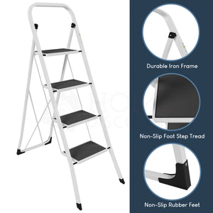 4-Step Ladder With Anti-Slip Matti-Slip Mat                                                      Product Colour: White, Black