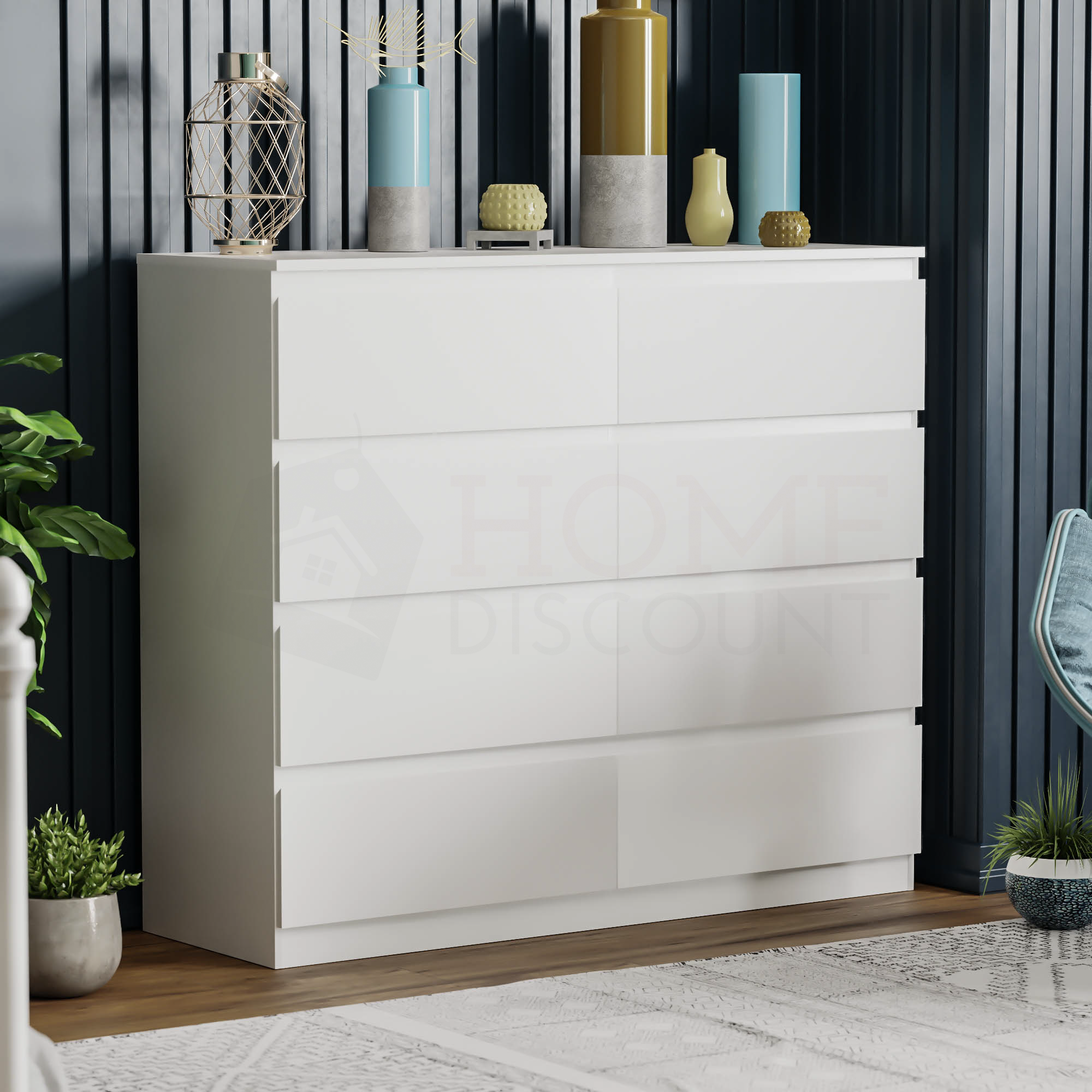 Denver 8 Drawer Chest White Home Discount Ltd