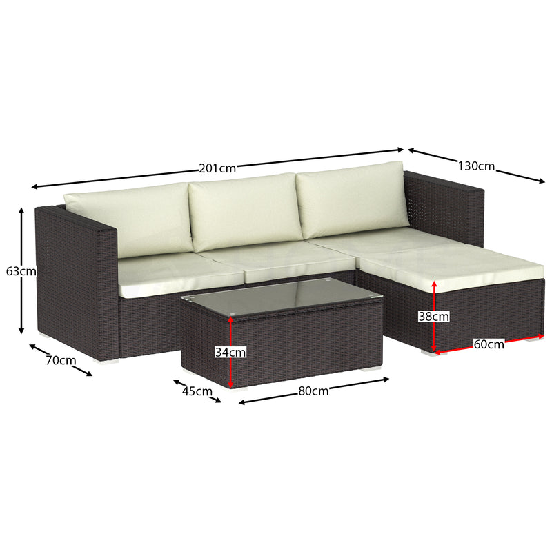 Hampton 4 Seater Corner Rattan Set, Brown & Outdoor Patio Furniture Cover