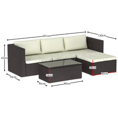 Hampton 4 Seater Corner Rattan Set, Brown & Outdoor Patio Furniture Cover