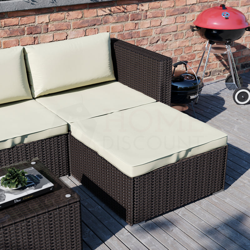 Hampton 4 Seater Corner Rattan Set, Brown & Outdoor Patio Furniture Cover